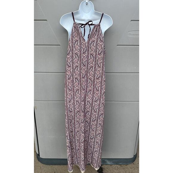 Chaser Women’s Maroon Paisley Print Maxi Slip Dress Open Back Hi-Low Sz M NWT - Picture 6 of 10
